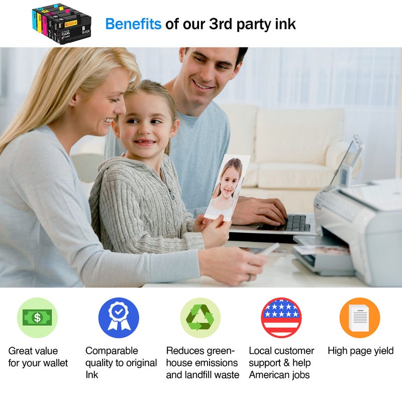 Cartlee Compatible Ink Cartridges Replacement for HP 711XL 711 for Designjet T120 T520 Printers (2 Black, 1 Cyan, 1 Magenta, 1 Yellow) - Image 2
